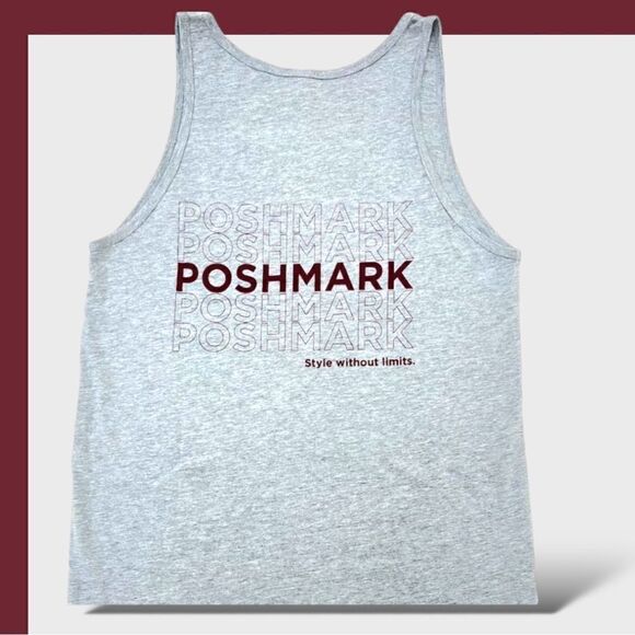 Graphic Poshmark Merch Traditional Trademark Logo Tank gray/red NWOT medium - Picture 2 of 5